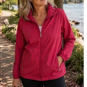 Chicos‎ Women's Pink Full Zip Lightweight Active Jacket Coat Size 2 Large